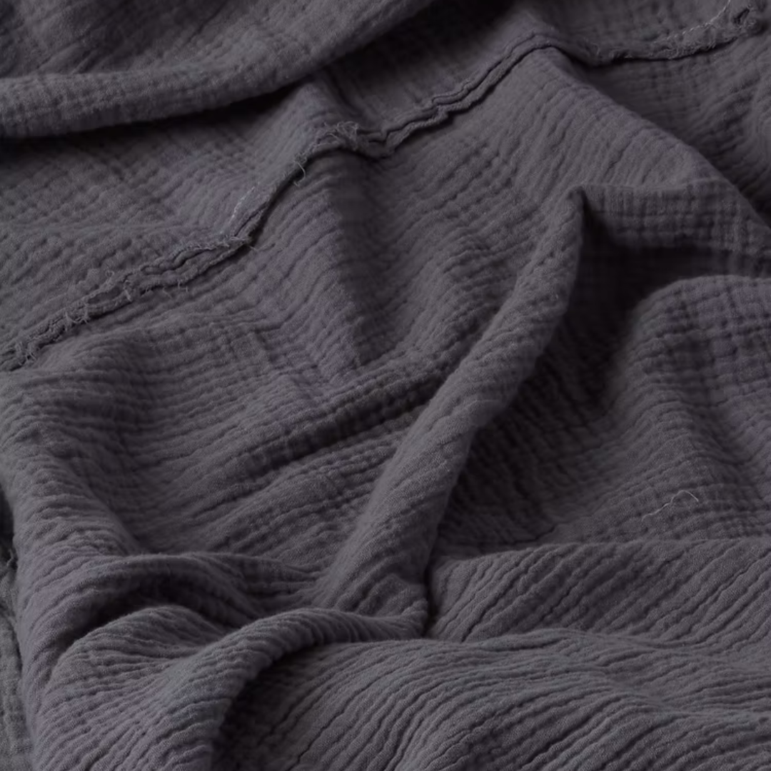 כיסוי מיטה רך טטרה רב עונתית העשוי 100% כותנה אורגנית בצבע אפור