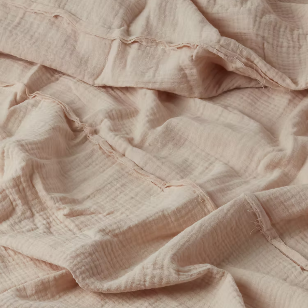 כיסוי מיטה רך טטרה רב עונתית העשוי 100% כותנה אורגנית בצבע אפרסק