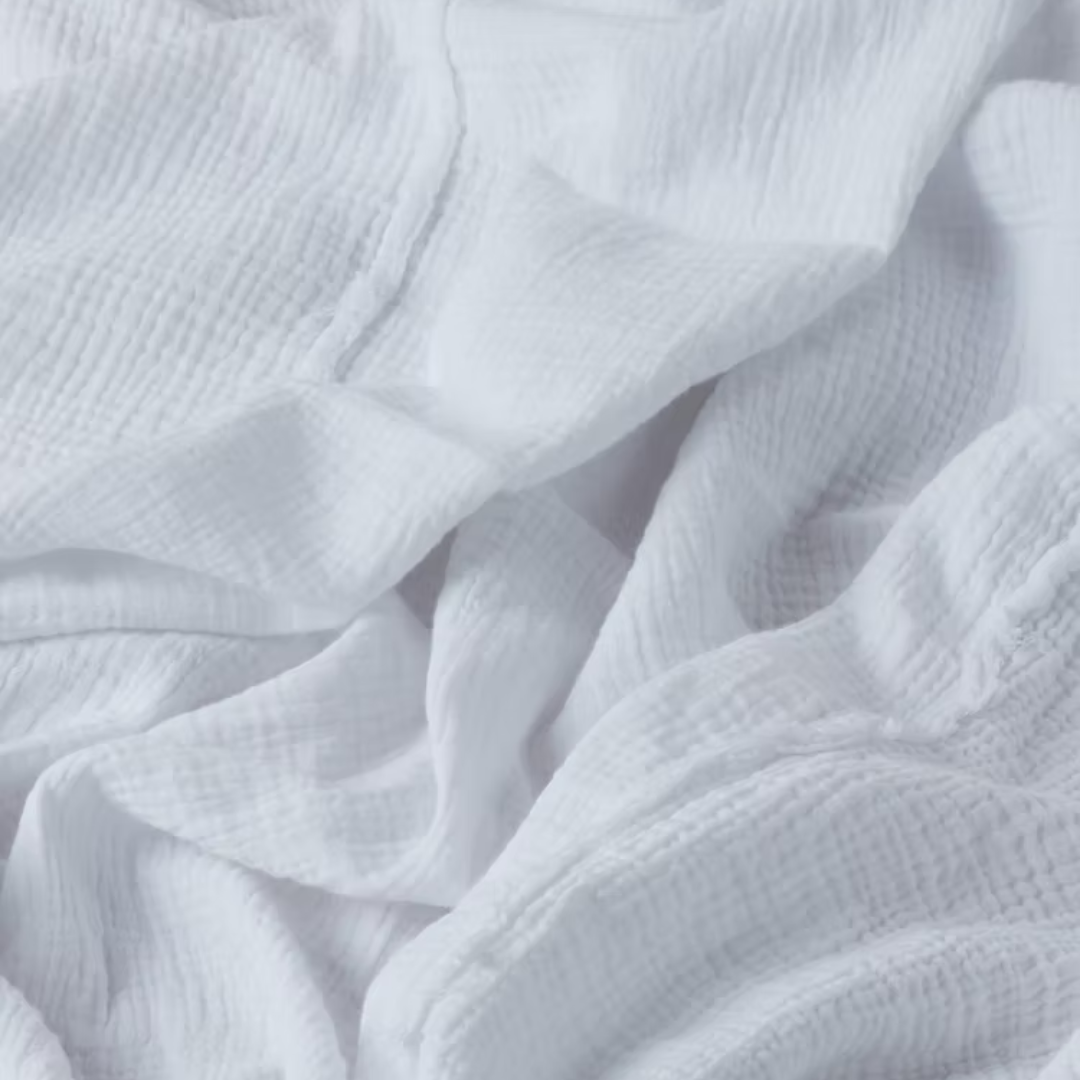 כיסוי מיטה רך טטרה רב עונתית העשוי 100% כותנה אורגנית בצבע לבן
